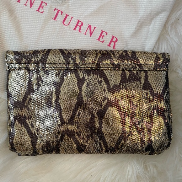 BNWT Elaine Turner, Bella, Envelope Style, Black/Gold Clutch - Picture 3 of 9